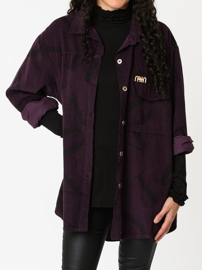 NEW - Chemise prune en velours à manches longues