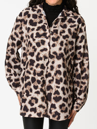 NEW - Chemise beige avec imprimé de léopard