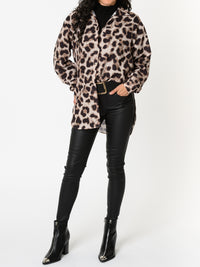 NEW - Chemise beige avec imprimé de léopard