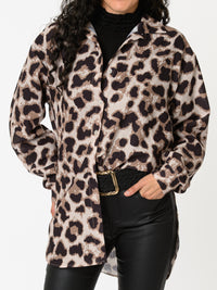 NEW - Chemise beige avec imprimé de léopard