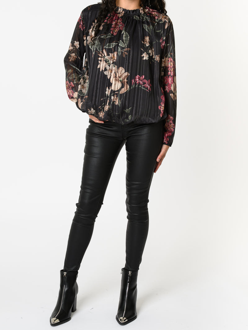 NEW - Blouse noire avec imprimé floral