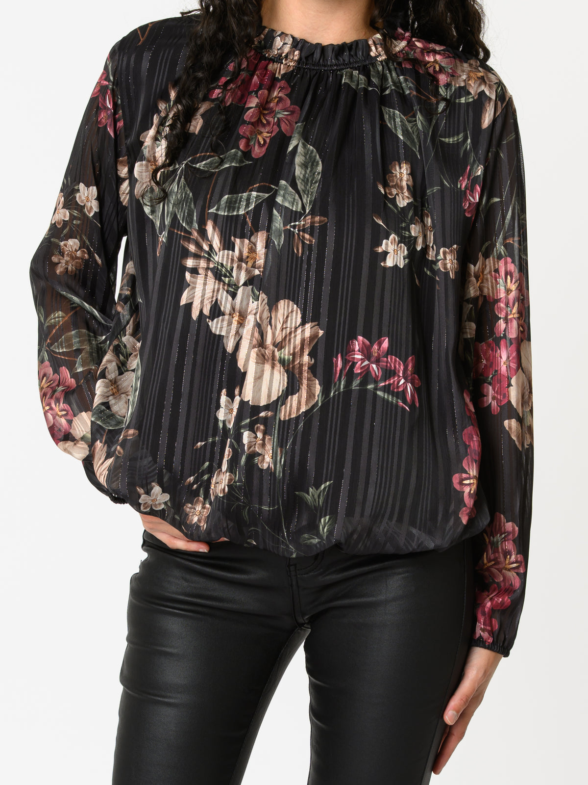 NEW - Blouse noire avec imprimé floral