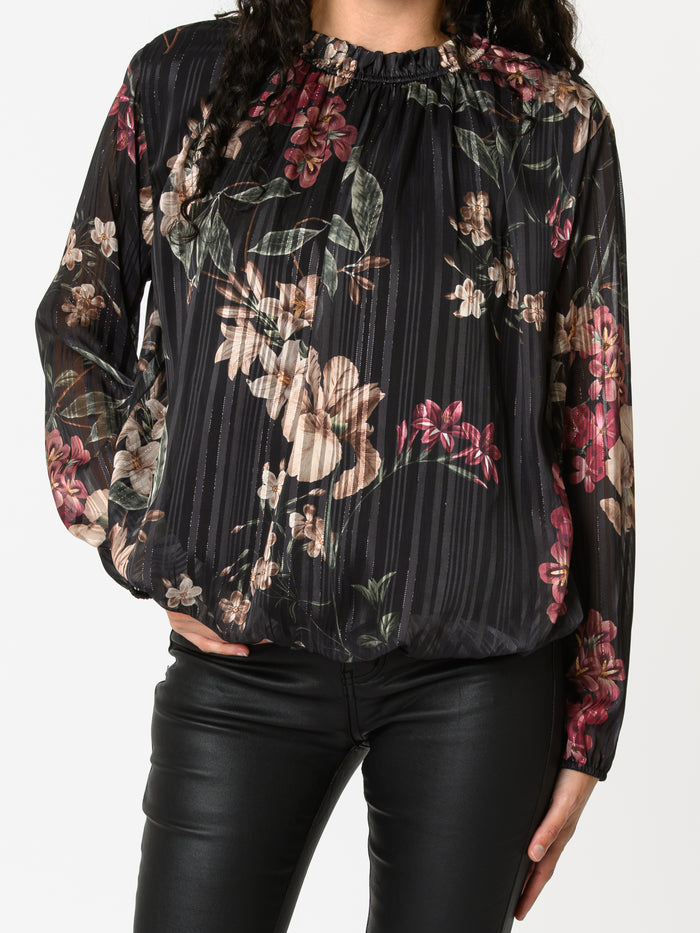 NEW - Blouse noire avec imprimé floral