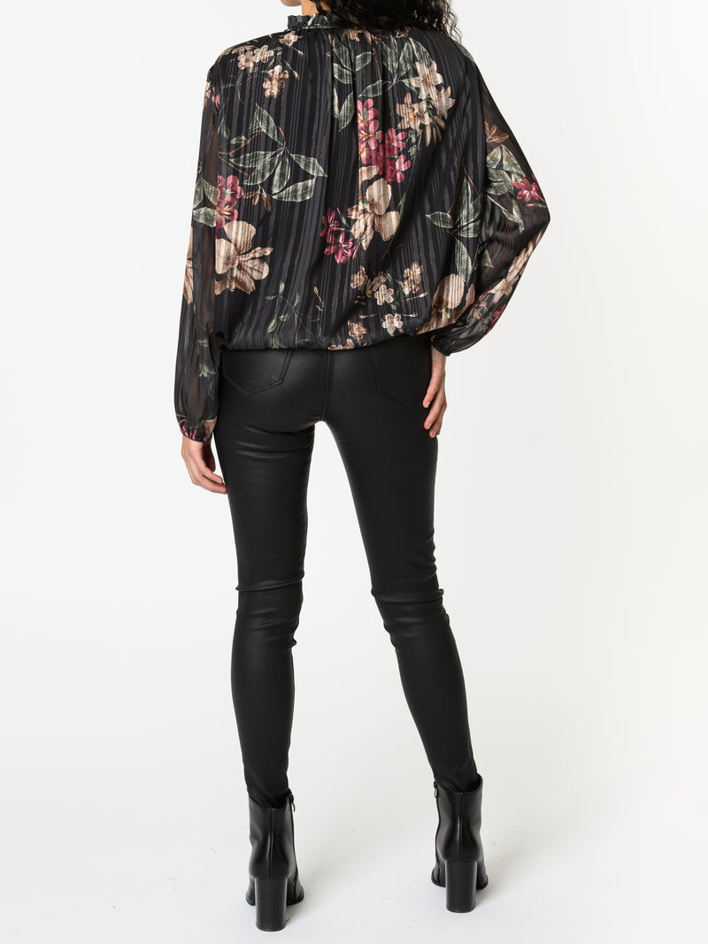 NEW - Blouse noire avec imprimé floral