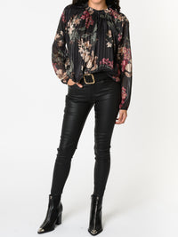 NEW - Blouse noire avec imprimé floral