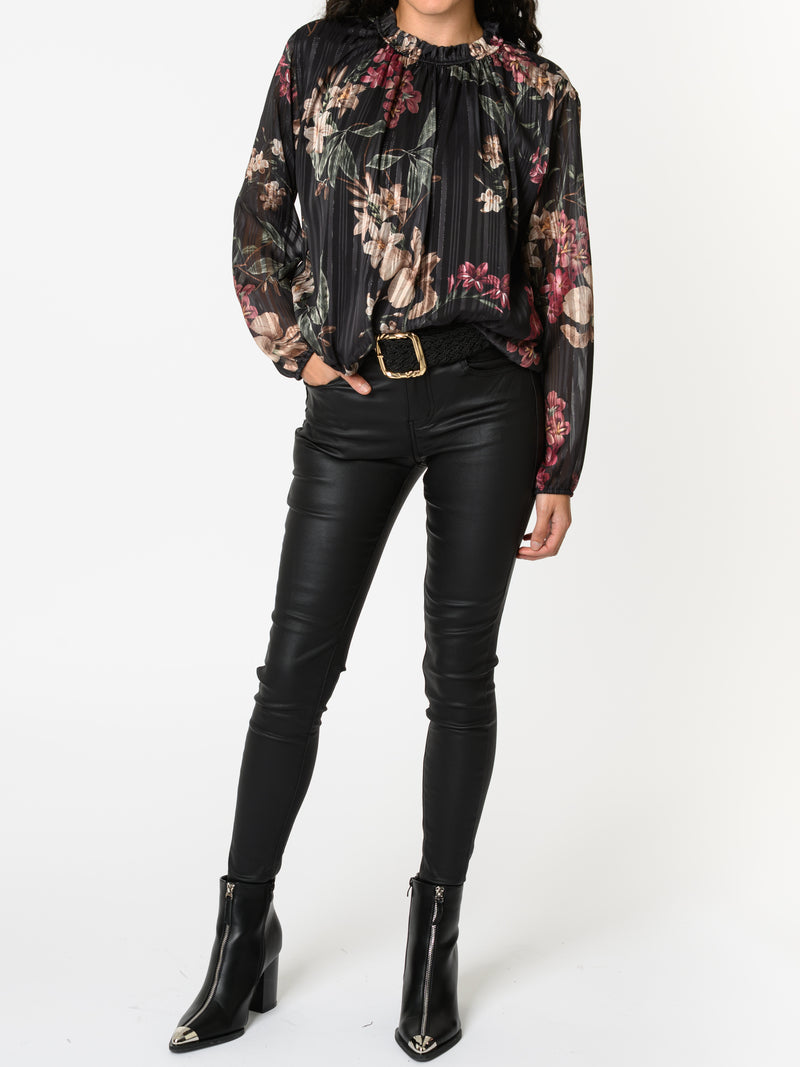 NEW - Blouse noire avec imprimé floral