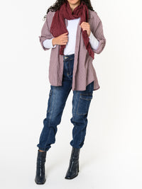 NEW - Chemise à motifs de carreaux blancs et bourgognes