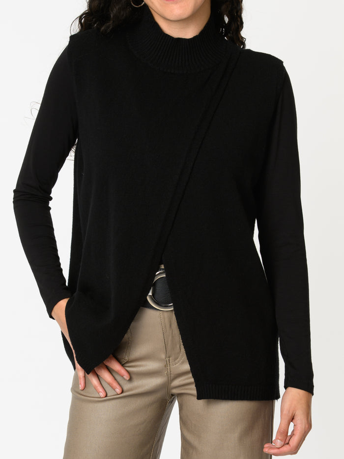 NEW - Débardeur noir uni à col montant pour femme