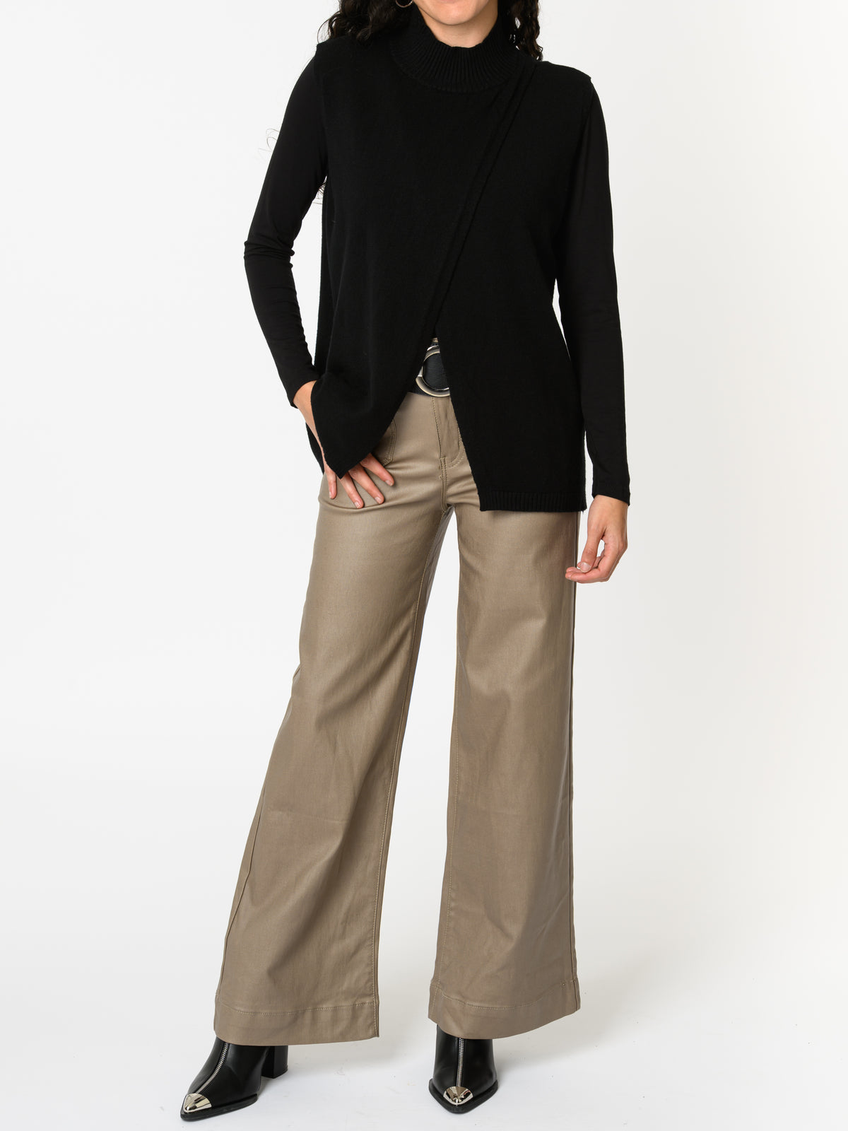 NEW - Débardeur noir uni à col montant pour femme