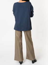 NEW - Chandail bleu jean avec imprimé doré et argenté