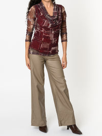 NEW - Chandail bourgogne avec imprimé abstrait beige