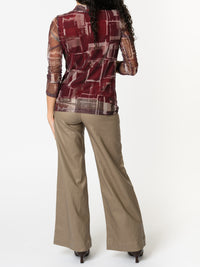 NEW - Chandail bourgogne avec imprimé abstrait beige