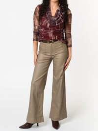 NEW - Chandail bourgogne avec imprimé abstrait beige