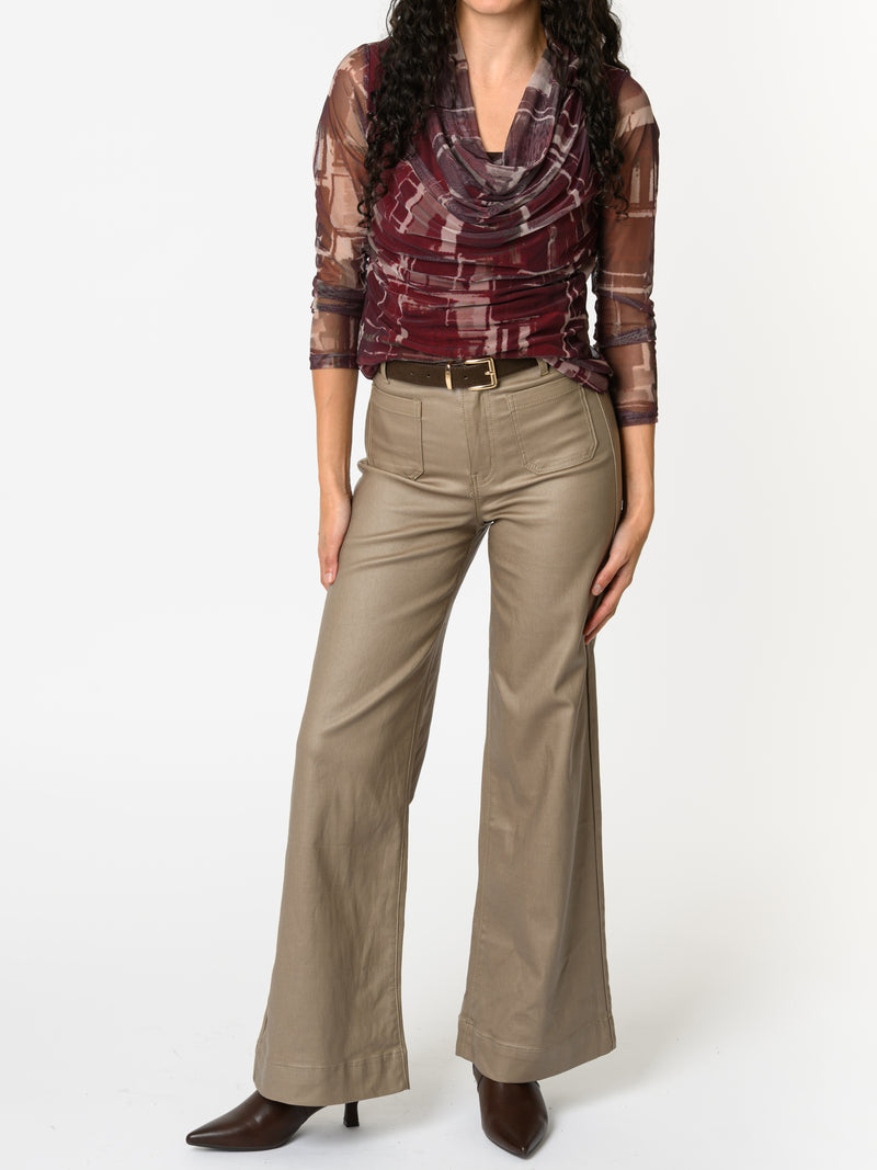 NEW - Chandail bourgogne avec imprimé abstrait beige