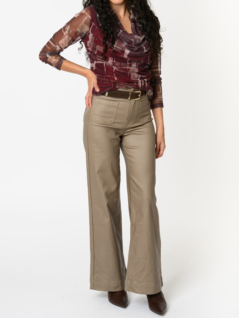 NEW - Chandail bourgogne avec imprimé abstrait beige