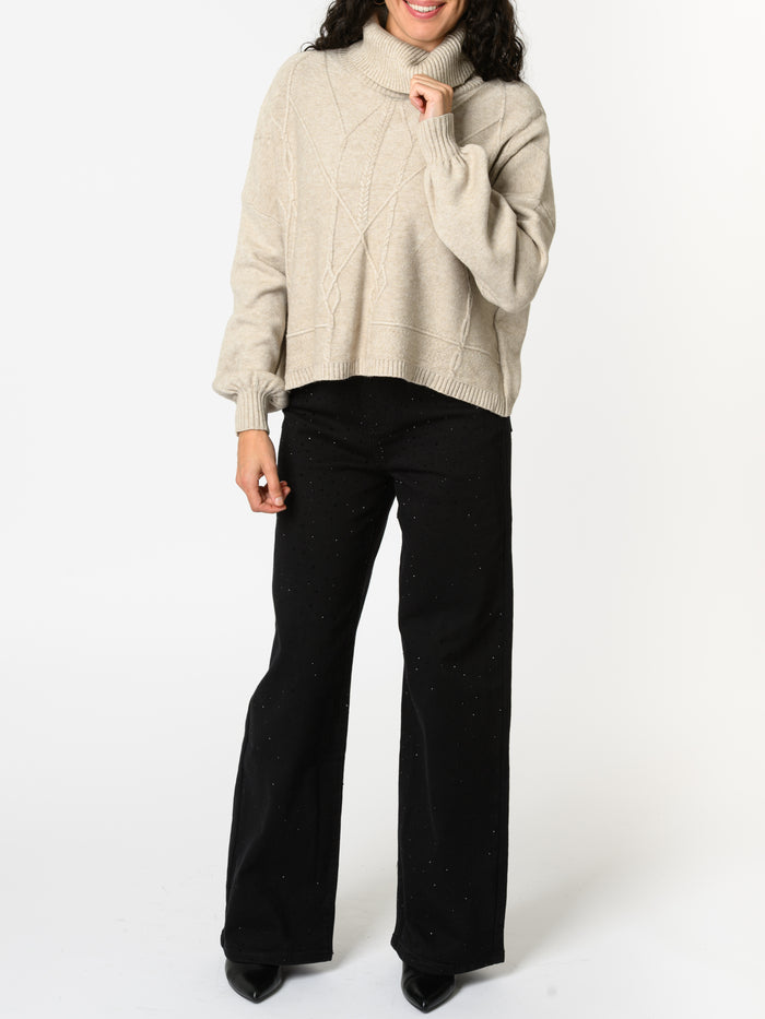 NEW - Chandail beige à col roulé