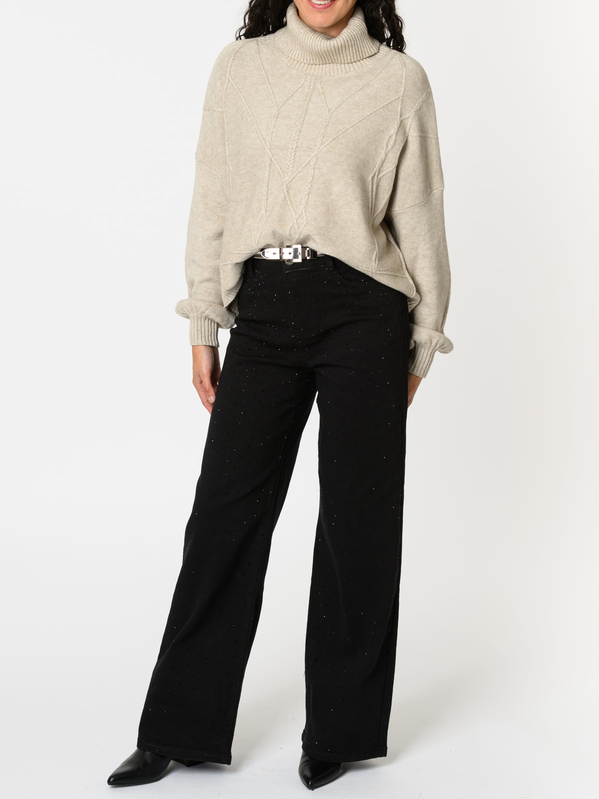 NEW - Chandail beige à col roulé