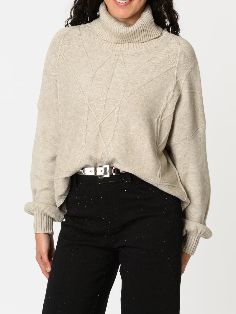 NEW - Chandail beige à col roulé