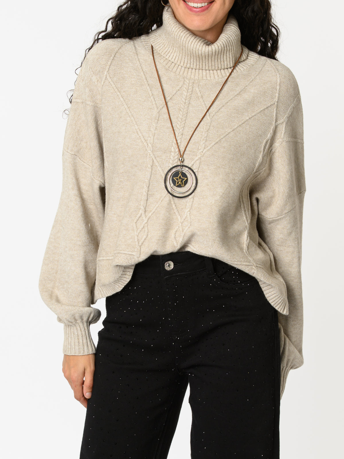 NEW - Chandail beige à col roulé