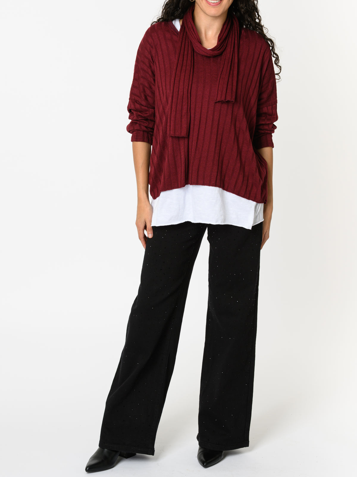 NEW - Chandail bourgogne avec foulard