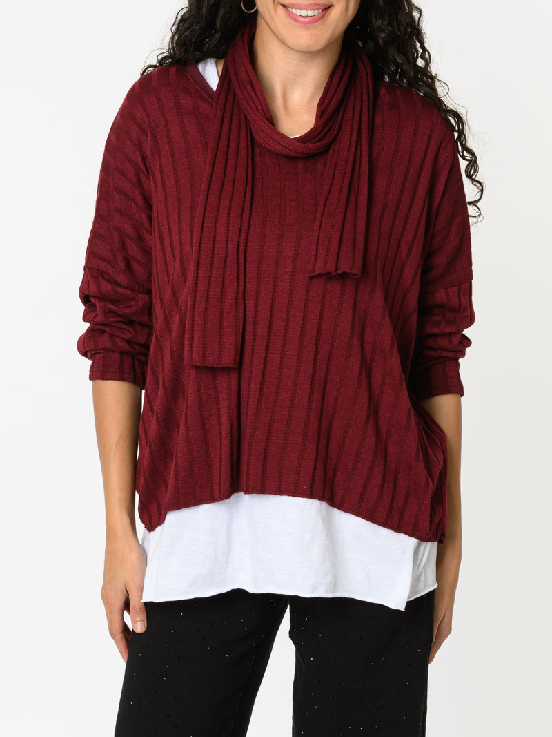 NEW - Chandail bourgogne avec foulard