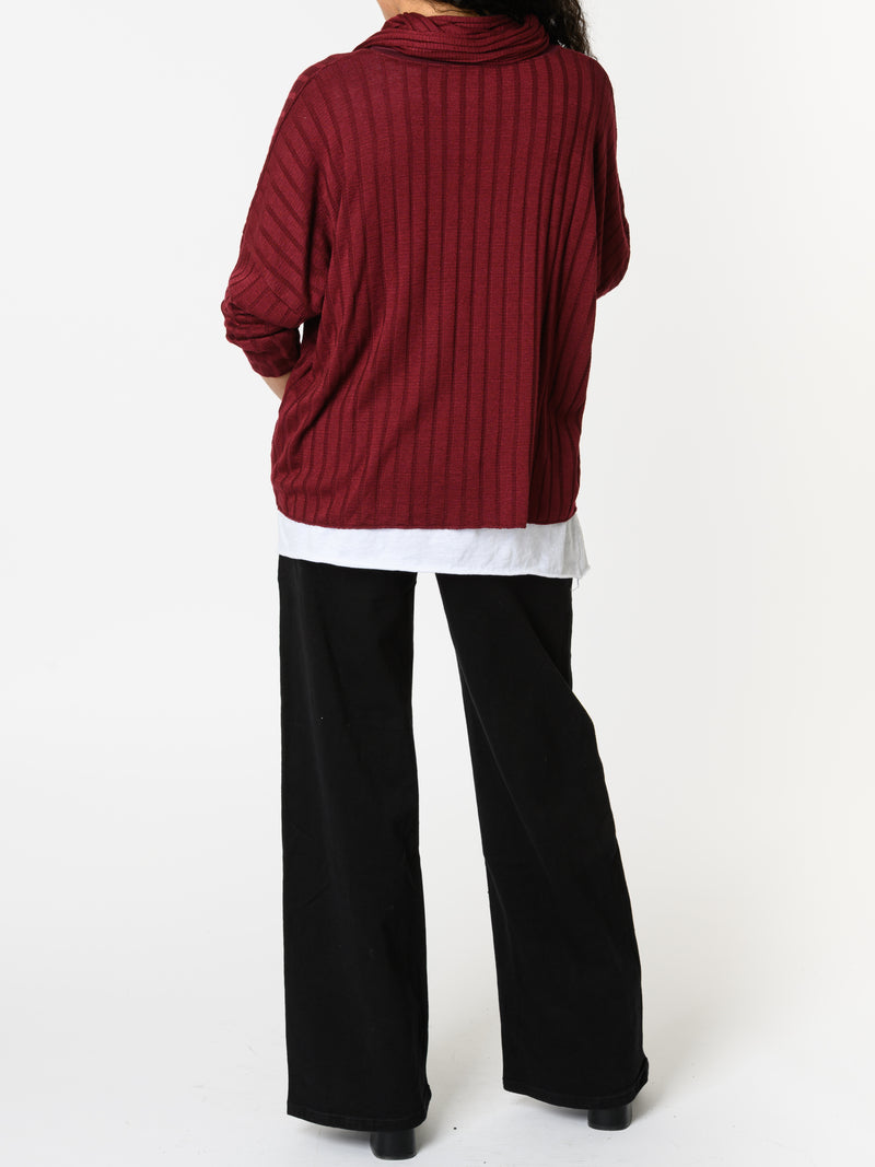 NEW - Chandail bourgogne avec foulard