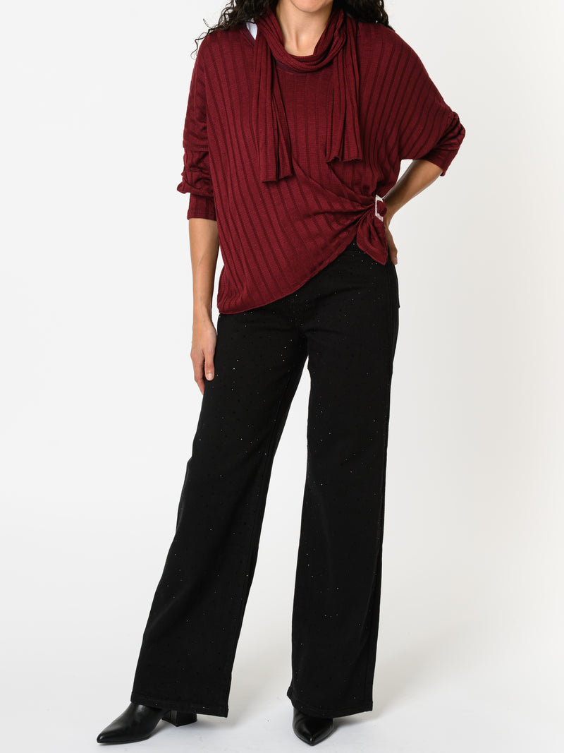 NEW - Chandail bourgogne avec foulard