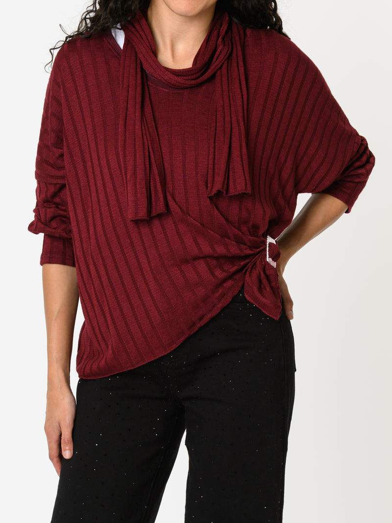 NEW - Chandail bourgogne avec foulard