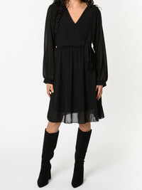 NEW - Robe noire en voile à manches longues