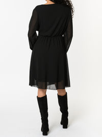 NEW - Robe noire en voile à manches longues