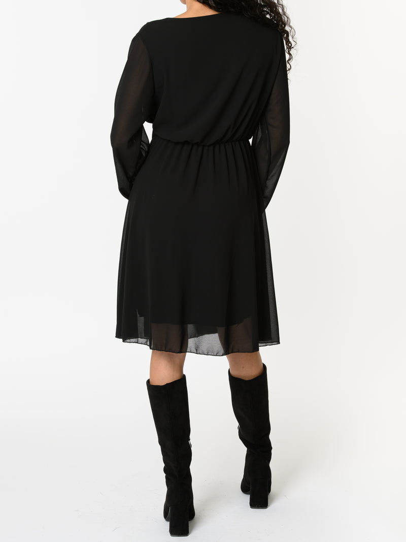 NEW - Robe noire en voile à manches longues