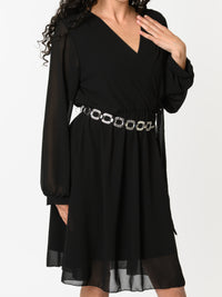 NEW - Robe noire en voile à manches longues