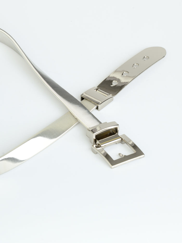NEW - Ceinture élastique argentée métallisée
