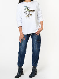 NEW - Chandail blanc à manche longue avec imprimé floral