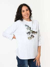 NEW - Chandail blanc à manche longue avec imprimé floral