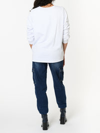 NEW - Chandail blanc à manche longue avec imprimé floral