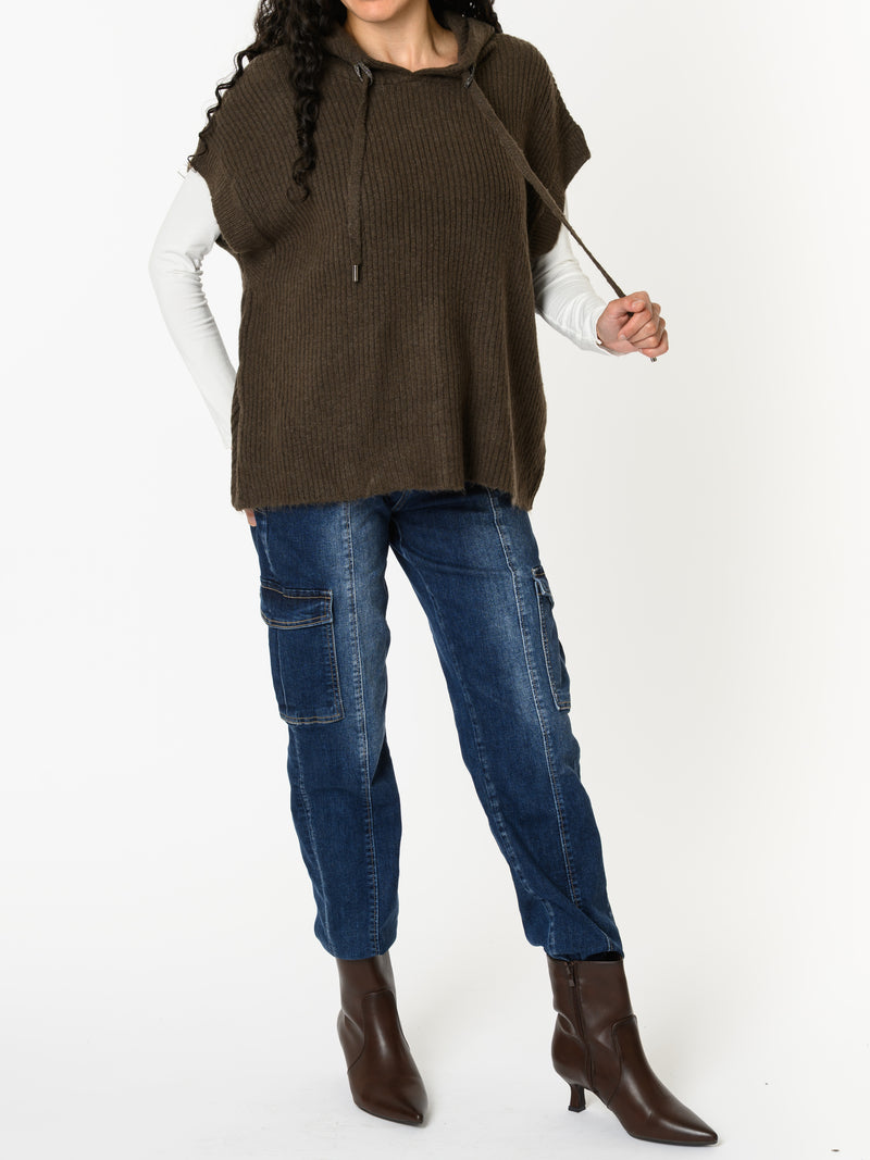 NEW - Débardeur brun avec capuchon