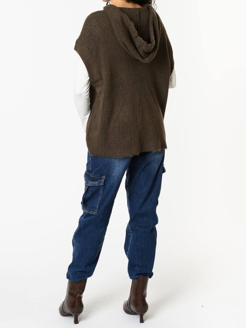 NEW - Débardeur brun avec capuchon