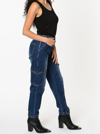 NEW - Jeans cargo bleu délavé