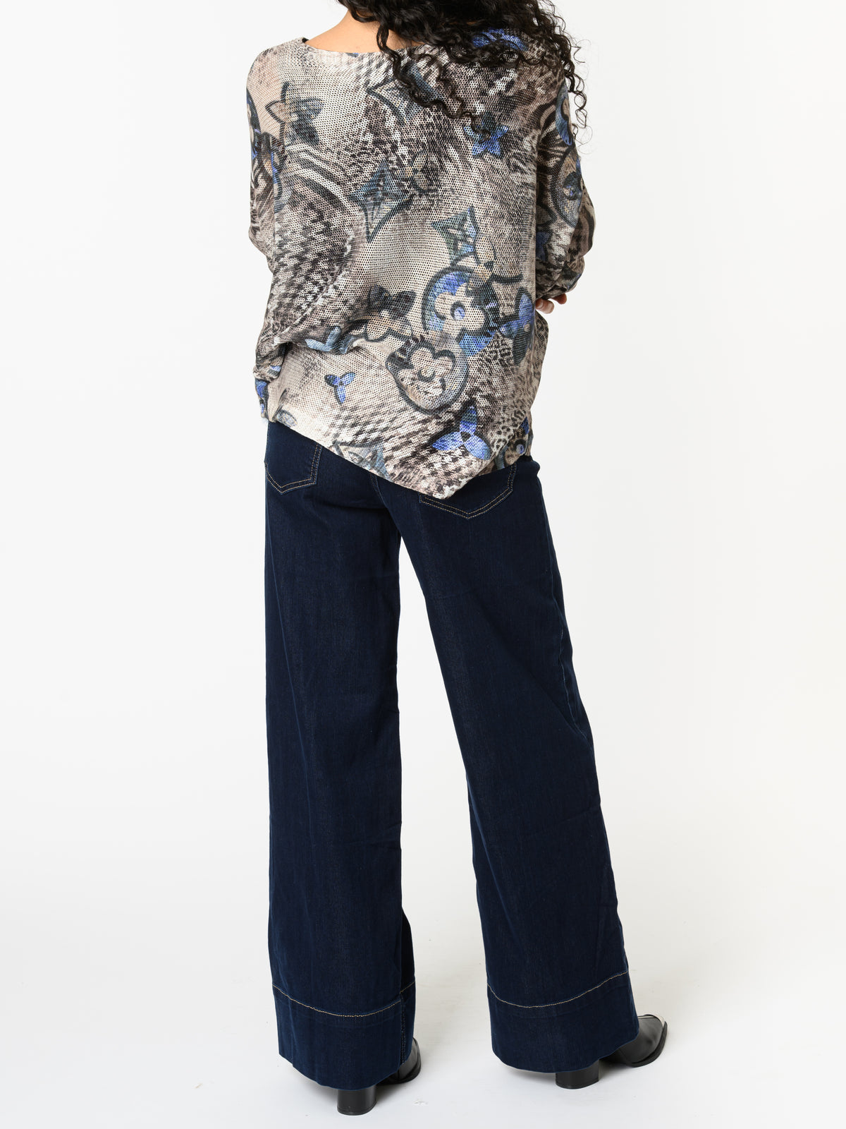 NEW - Chandail moka avec imprimé floral bleu