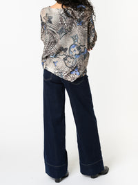 NEW - Chandail moka avec imprimé floral bleu