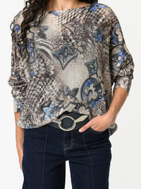 NEW - Chandail moka avec imprimé floral bleu