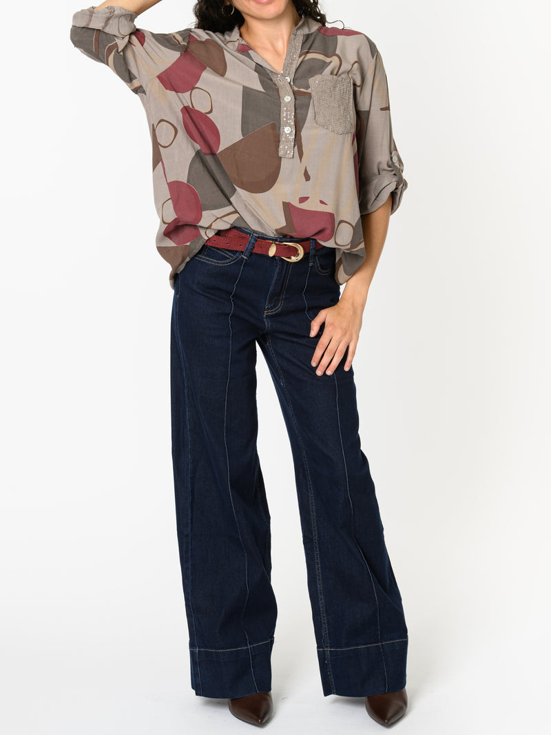 NEW - Blouse moka avec imprimé géométrique