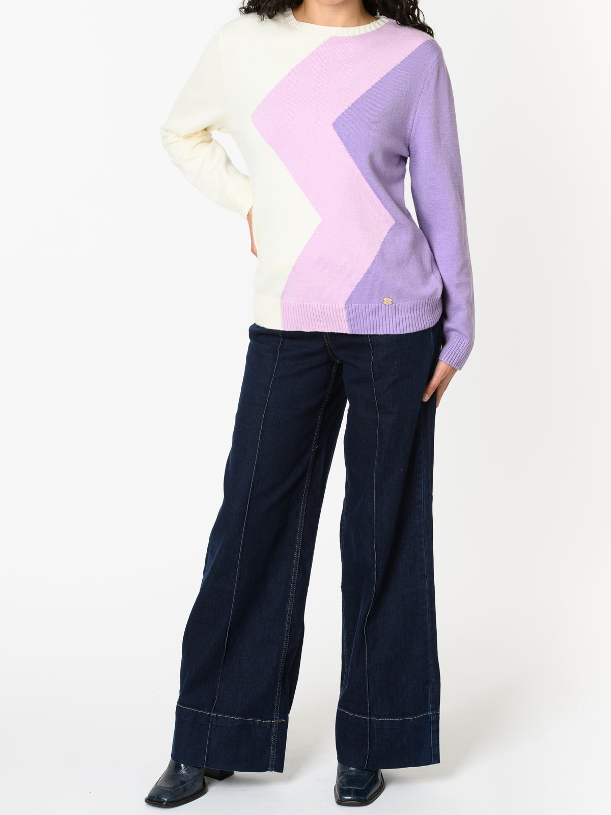 NEW - Chandail à manche longue lilas et blanc crème