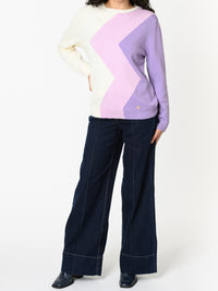 NEW - Chandail à manche longue lilas et blanc crème