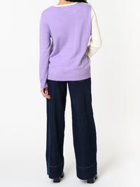 NEW - Chandail à manche longue lilas et blanc crème