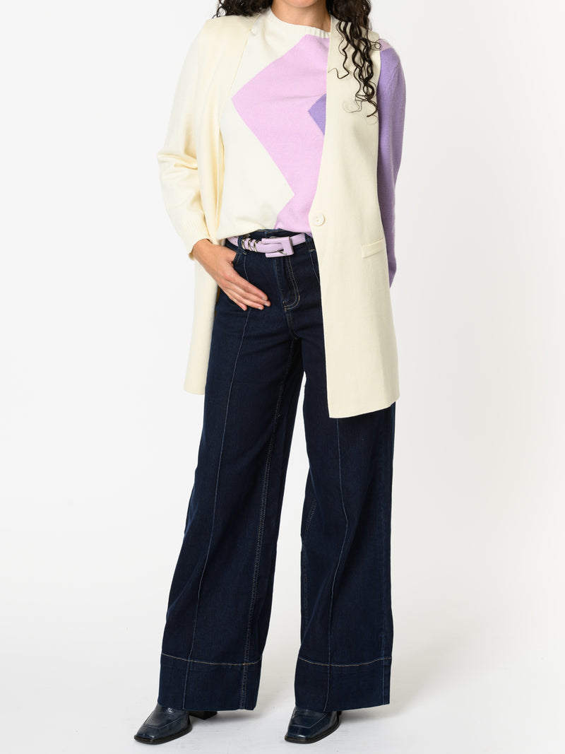 NEW - Chandail à manche longue lilas et blanc crème