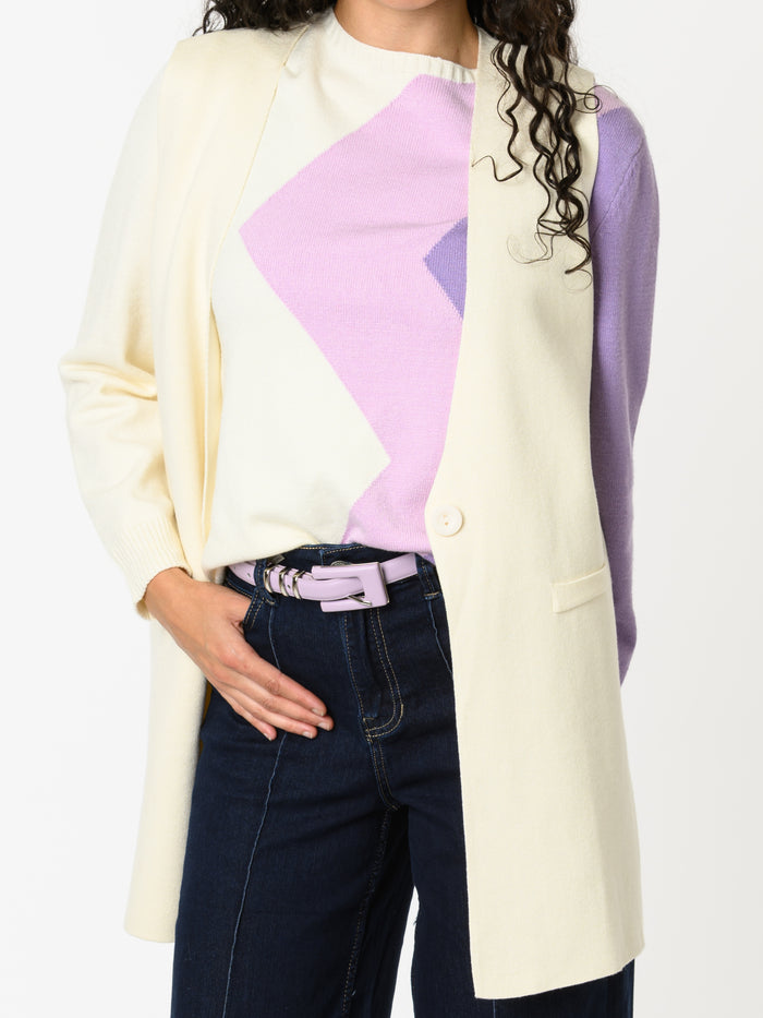 NEW - Chandail à manche longue lilas et blanc crème