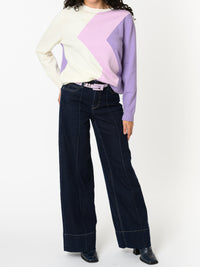 NEW - Chandail à manche longue lilas et blanc crème