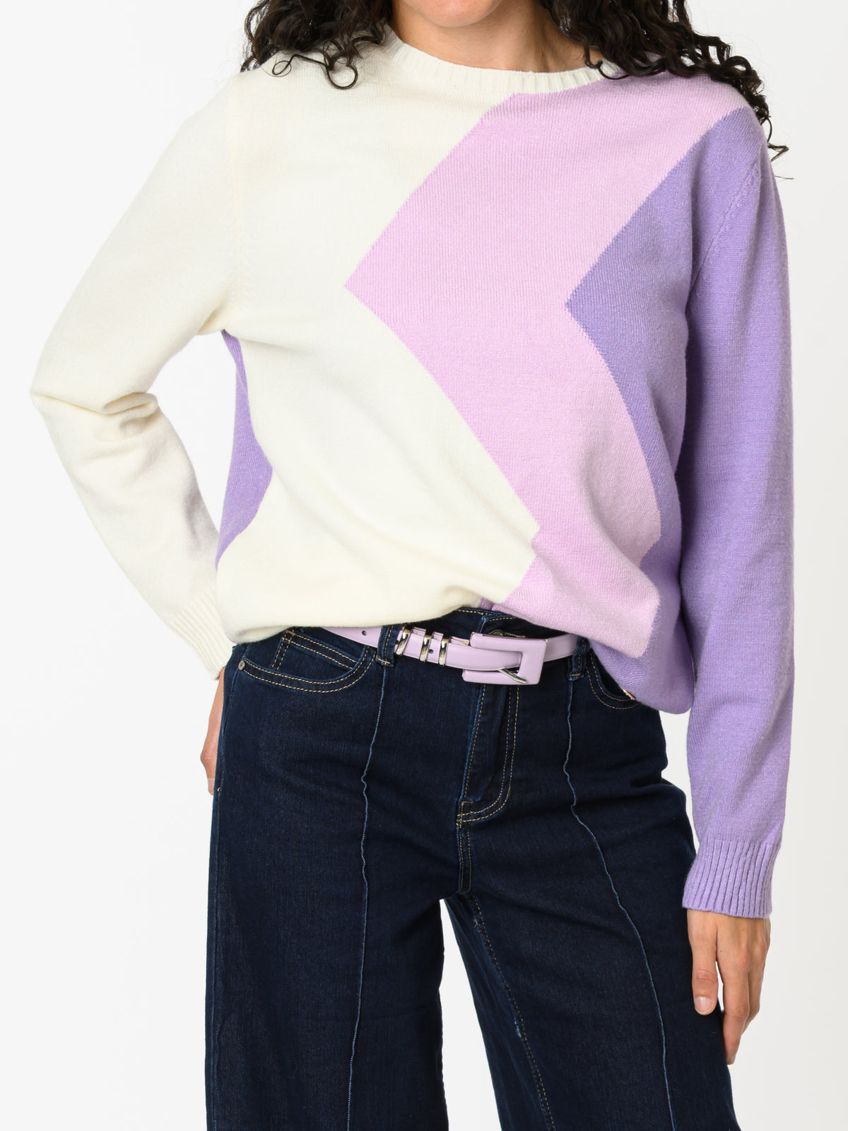 NEW - Chandail à manche longue lilas et blanc crème